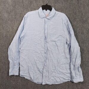 J.McLaughlin Shirt Mens Large Light Blue Linen Button‎ Down Long Sleeve Non-Iron